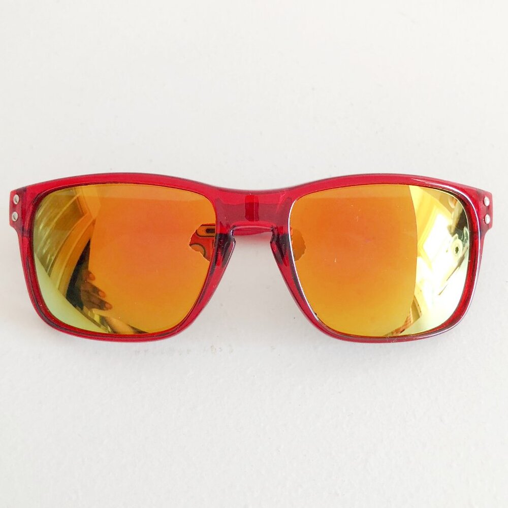 Transparent Red Sporty Square Shape Sunglasses